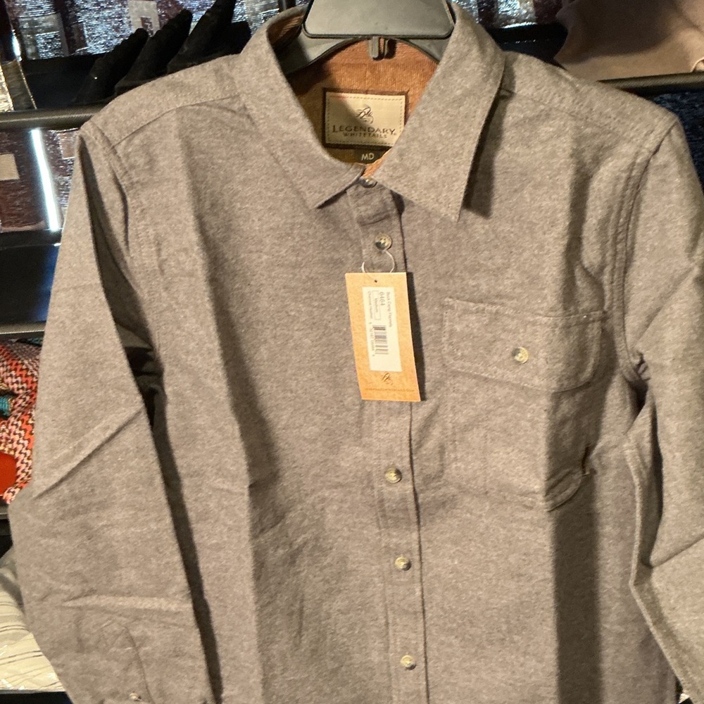 Legendary Whitetails Men's Casual Gray Button Down Flannel Shirt